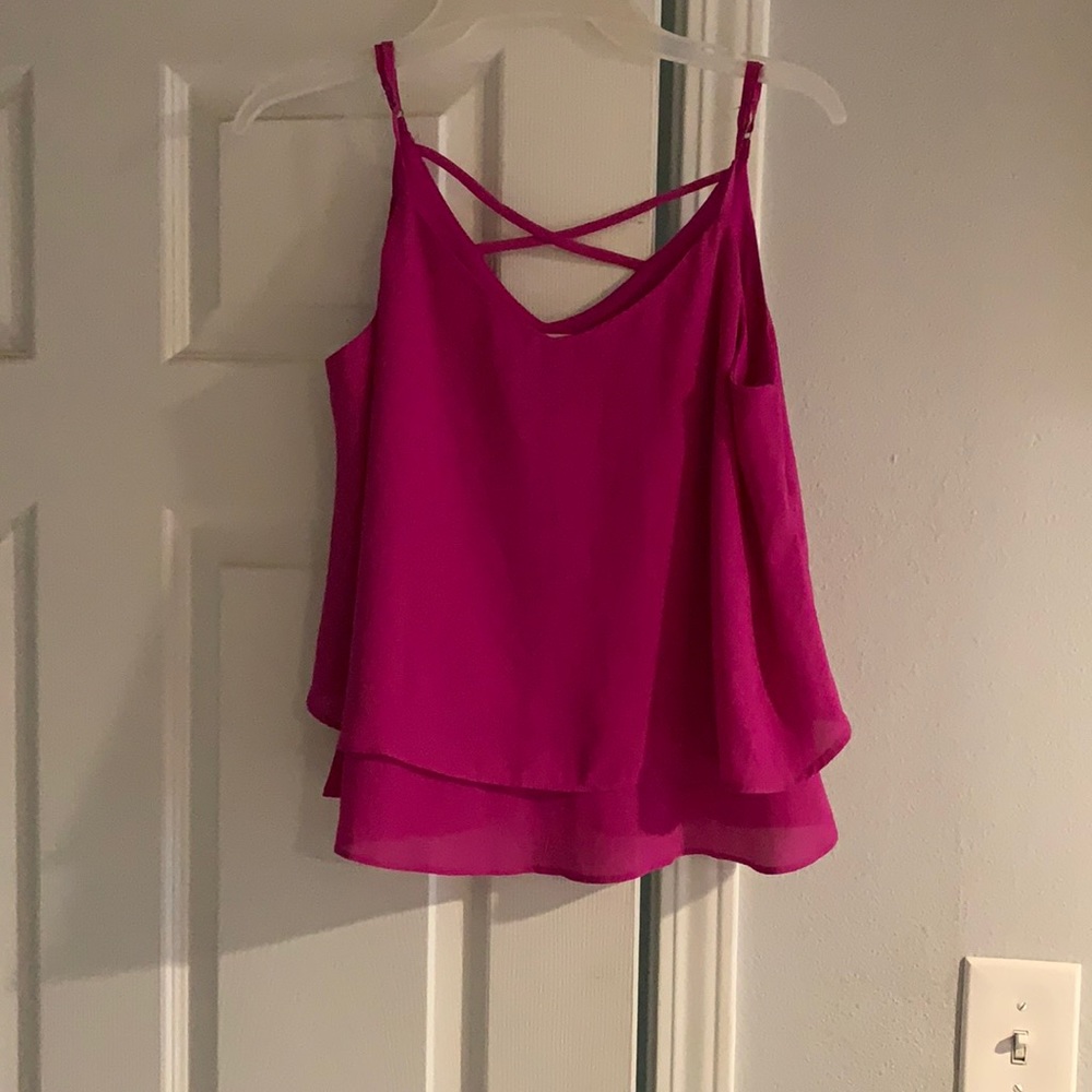 Pink tank with ruffle bottom